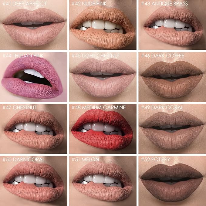 FOCALLURE Ultra Matte Liquid Lipstick,Longwear Rich Lip Colors,Easy to Create a Sexy Lips with High-grade Formula,Long Lasting Waterproof Lipstick Make Up,#49