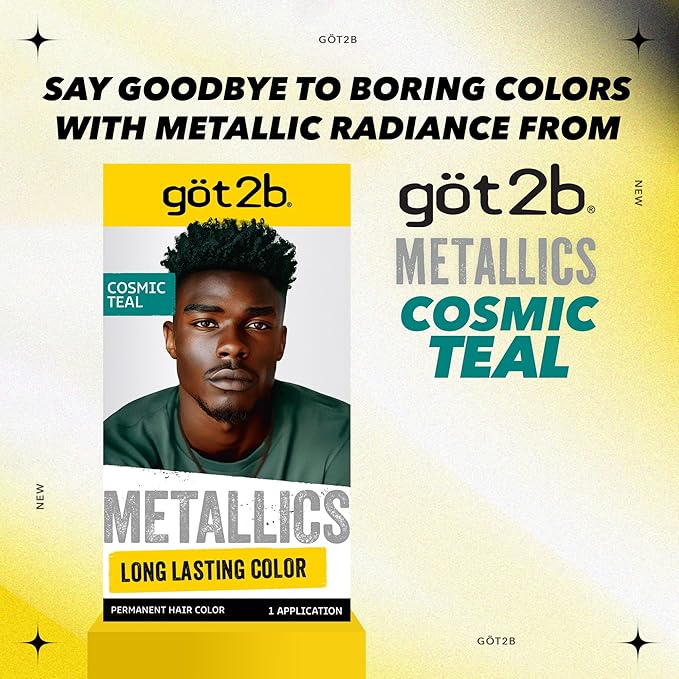 Schwarzkopf Got2b Metallics Permanent Hair Color, M75 Cosmic Teal (Pack of 2)