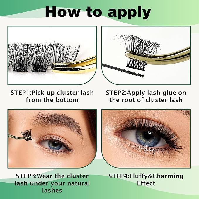 Lash Clusters 96pcs Individual Lashes Y11 D Curl 12mm Cluster Lashes KEYYOU Volume Wispy Lash Extension Soft&Comfortable Easy DIY at Home(Y11 D-12mm)