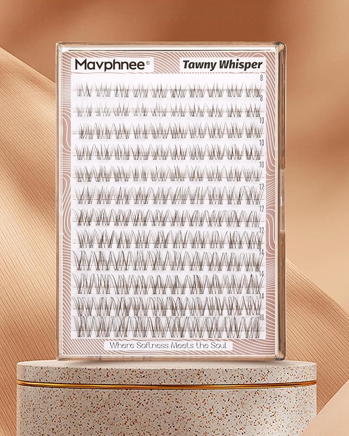 Natural Lash Clusters Brown Eyelash Cluster Clear Band Individual Lashes Wispy Cluster Eyelash Extensions Dark Brown Lashes Extensions DIY Lash Pack by Mavphnee (120Pcs, 8-16MM, CC-Curly)