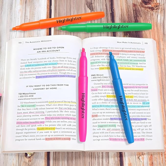 Highlighters Assorted Colors, Highlighters for School with Soft Chisel Tips, Bible Highlighter No Bleed, Quick-Drying Highlighter Markers for Teacher Students, Classroom Must Have, 24 Pack