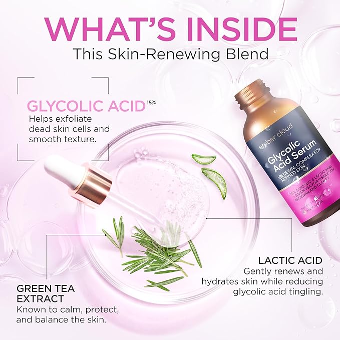 Glycolic Acid Serum for Face 15% (1 Oz) - Advanced Formula to Support Skin Radiance, Addressing Uneven Tone & Fine Lines