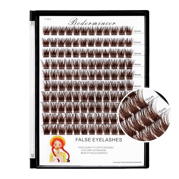 Bodermincer Lash Clusters D Curl Black/Brown/Colored Lashes 10-12-14/12-14-16/16-18-20mm Mixed Lash Clusters Kit For Beginner (M01-Dark Brown-14-16-18-20mm MIX)