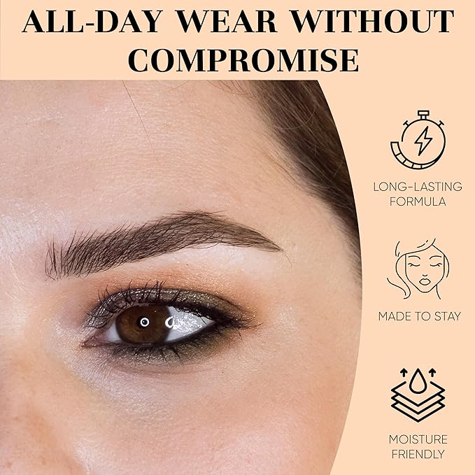 Eyebrow Pencil Make Up for Women - Long-lasting and Waterproof Eyebrow Pencil by Lauren Cruz - Dual-Ended Eyebrow Pen with Micro-tip and Spoolie -Fuller Look Brow Pencil - Obsidian