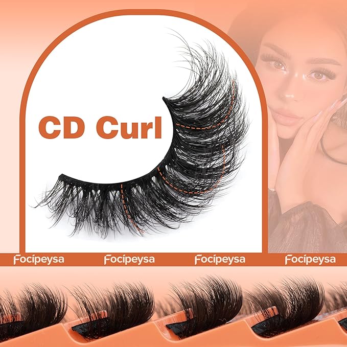 Focipeysa Fluffy Volume False Eyelashes Cat Eye Lashes Thick Fake Eyelashes Dramatic Faux Mink 9D 16mm Pack 7 Pairs