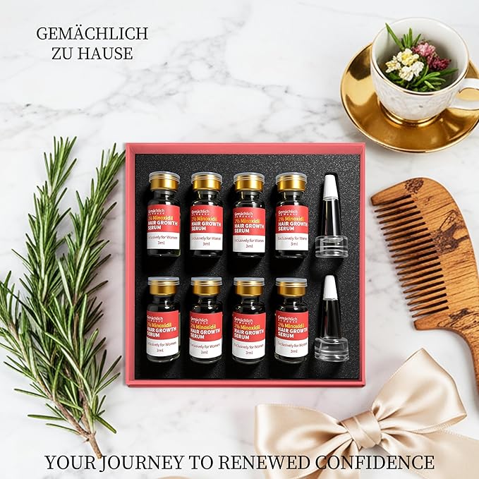 Advanced Minoxidil Hair Growth Serum, 2% Minoxidil Topical Solution for Women, Hair Regrowth Treatment for Thinning & Hair Loss, Thicker Fuller Hair, Non-Greasy with Biotin Rosemary Caffeine Ginseng