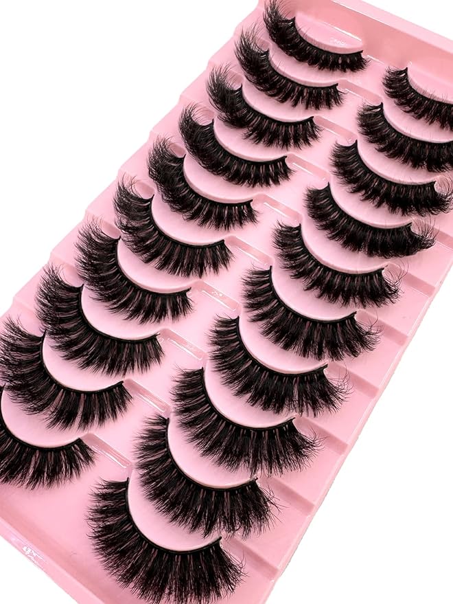 HBZGTLAD New 10 Pairs 3D Mink Lashes False Eyelashes Handmade Wispy Fluffy Long Lashes Natural Eye Makeup Tools Eye Lashes (3-6)
