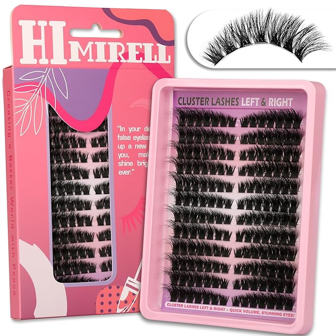Lash Clusters Natural Wispy Eyelash Clusters C Curl Left&Right Cluster Eyelashes Extensions 120P Cluster Lashes DIY Individual Lash Extension Thin Band Cat Eye Lashes at Home