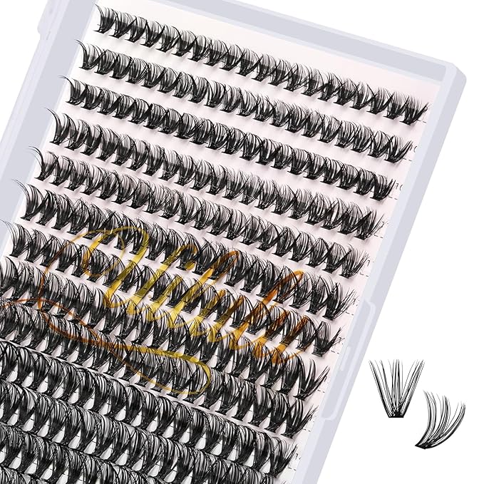 Lash Clusters for DIY Lash Extension at Home, 40D Wispy Individual Clusters Lashes False Eyelashes 280 Count 0.07D 9-16MM Mix D Curl Eye Lash Extensions (40D Lash 9-16MM)