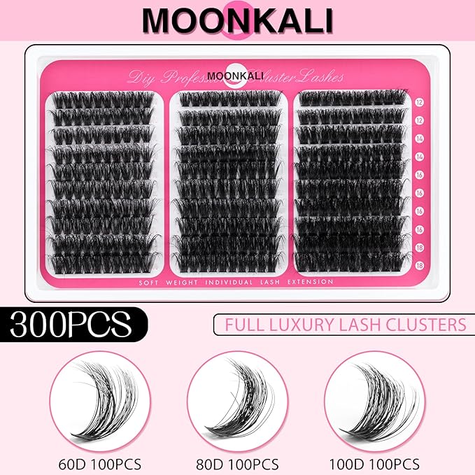 Lash Clusters 60D 80D 100D Mix Individual Lashes Clusters Luxury Versatile 3D Full Eyelash Clusters 12-18MM Thick Volume Cluster Eyelash Extensions Waterproof D Curly DIY Fake Mink Eyelashes Extension
