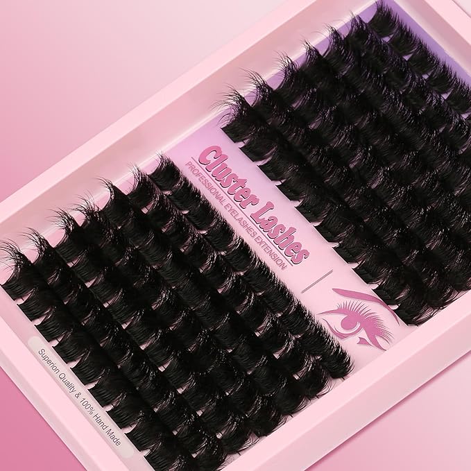D Curl Lash Clusters Extensions 140 Pcs Individual Eye lash Clusters 300D Cluster Eyelash Lashes Wispy Clusters Lashes Makeup at Home - DIY Lash Extension Kit for Self Application