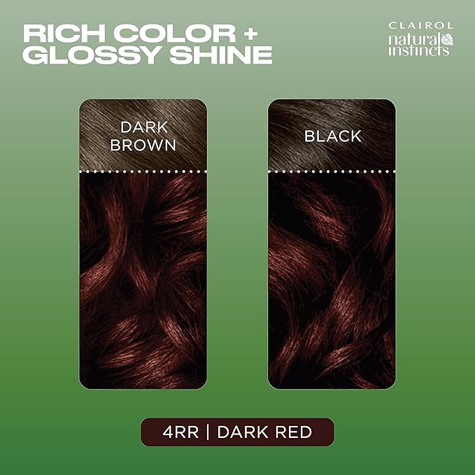 Clairol Natural Instincts Demi-Permanent Hair Dye, 4RR Dark Red Hair Color, Pack of 1