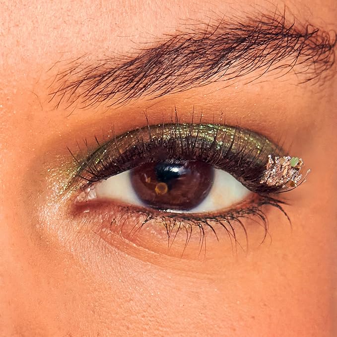 imPRESS X WICKED: FOR GOOD Press On Self Adhesive Eyelashes, ‘Fly…fly!’, 8mm-10mm Natural Volume Press On Lashes, Silver Glitter, 12 Lash Clusters & Non-Stick Mini Applicator