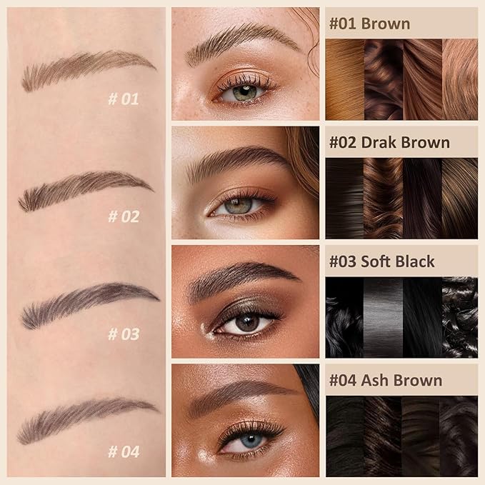 UCANBE Brow-Fection Angled Brush Eyebrow Pen, Liquid Microblading Eyebrow Pencils for Women, Wild Natural Brow Pen for Realistic Hair-Like Brows, Easy to Color, Waterproof, Lasts All Day, Ash Brown