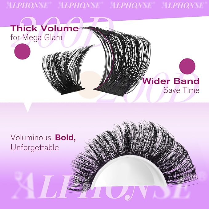 Lash Clusters Volume Eyelash Clusters 12-20mm Wispy Individual Lashes 200D Thick Lashes Clusters Mega Cluster Eyelash Extensions D-Curly Cluster Lashes 140pcs Lash Extension DIY at Home by ALPHONSE