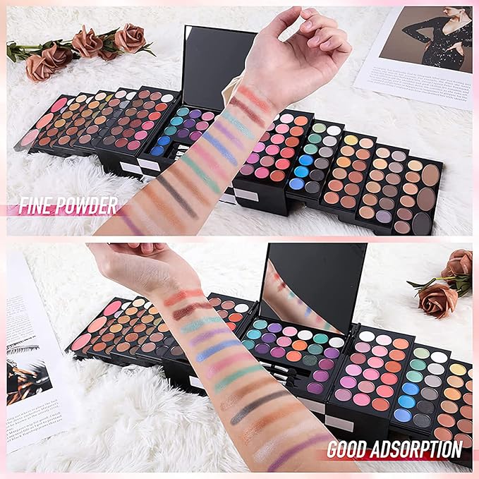 MISS ROSE M 148 Colors Makeup Pallet,Professional Makeup Kit for Women Full Kit,All in One Makeup Sets for Women&Beginner,include Eyeshadow,Lipstick,Eyeliner,Concealer,makeup brush(045 Set-Black)