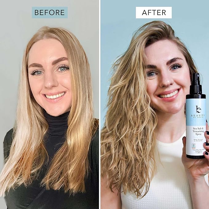 Beauty by Earth Sea Salt Spray for Textured Beach Waves & Volume - USA Made with Organic Ingredients, Texturing and Volumizing Spray for Fine Hair for Men & Women (Pack of 2)
