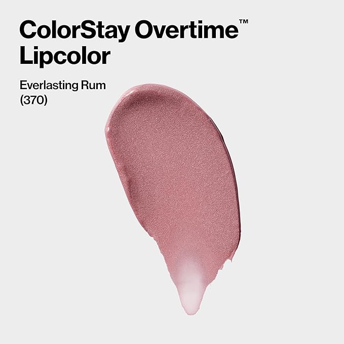 Revlon Liquid Lipstick with Clear Lip Gloss, ColorStay Overtime Lipcolor, Dual Ended with Vitamin E, 370 Everlasting Rum, 0.07 Fl Oz