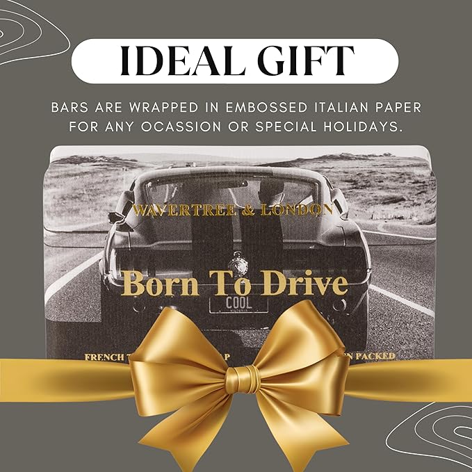 Wavertree & London Born To Drive Scented Natural Soap Bars (2 Bars), 7oz Moisturizing French Triple Milled Soap Bars enriched with shea butter - Pure Plant Oil Bath & Body Bars for All Skin Types