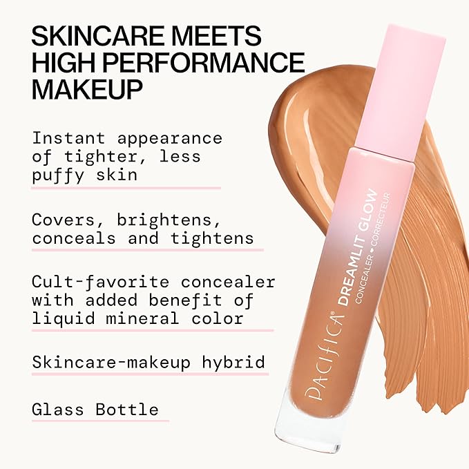 Pacifica Concealer – DreamLit Glow Full Coverage Concealer for Puffy Eyes & Dark Circles, Lightweight & Long-Lasting, Vegan & Cruelty-Free, Shade 07 (Golden Almond)