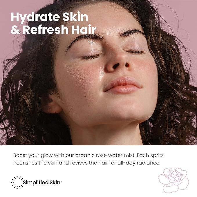 Rose Water Spray for Face & Hair – Pure USDA Organic Rosewater Toner – Refreshing Mist for Skin Care, Makeup & Locs – Natural Rose Scent, 4 Oz (2 Pack)