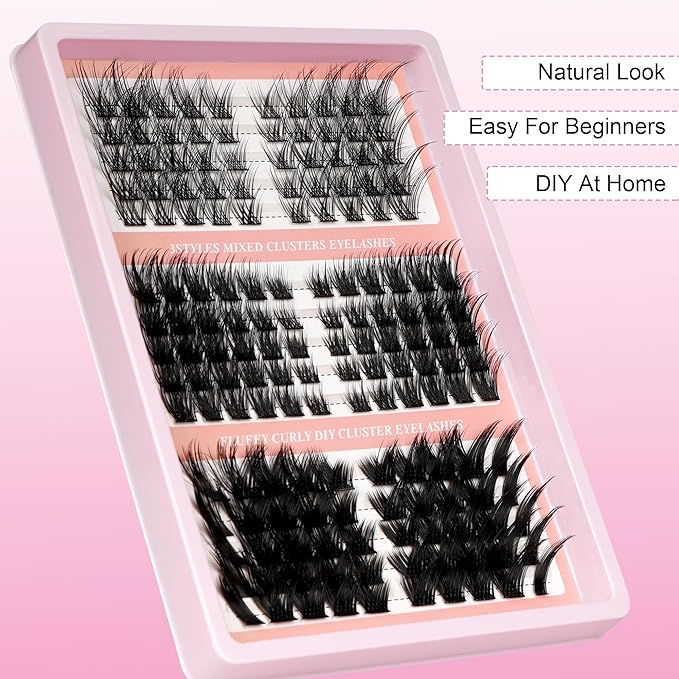 Fairy Lash Clusters Fox Eye Cluster Lashes Manga Left & Right Eyelashes Clusters DIY Individual Lashes Extension, 3 Styles Soft C Curl Individual Fluffy Eyelash Cluster (WY02)
