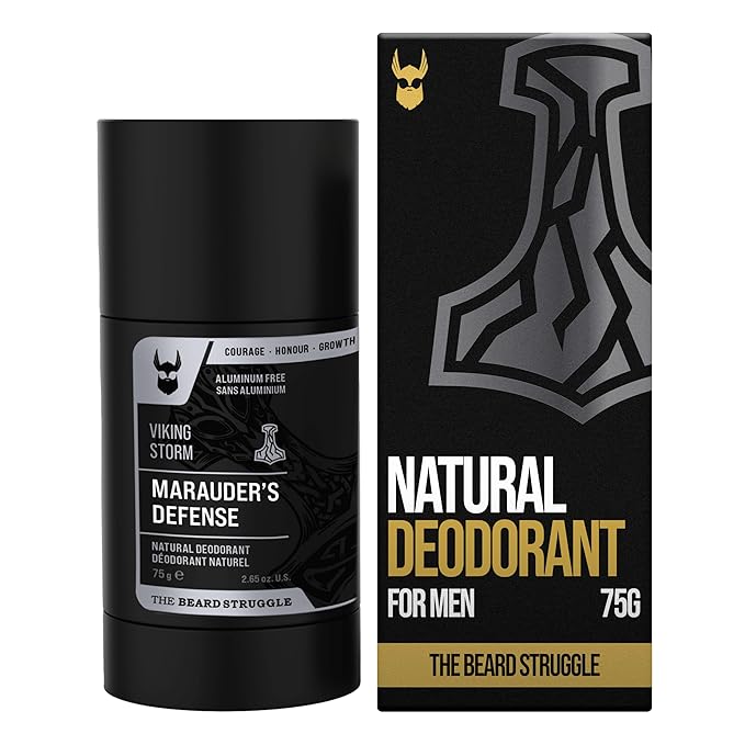 The Beard Struggle Natural Charcoal Infused Deodorant - Marauder's Defense - Aluminum Free, Silver Collection, Viking Storm - Men's Deodorant, 2.65 oz