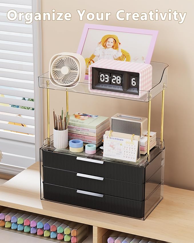 Bathroom Organizers and Storage, Makeup Organizer (Sturdy Durable Attractive), Ideal for Vanity, Countertop, Counter, Perfume, Skincare, Cabinet, Cosmetic, Dresser Organizer (Deep Black)
