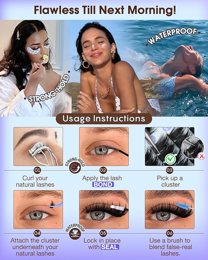 Manga Lashes Clusters with Spikes Messy Wispy Volume Eyelash Clusters Kit Fairy D Curl Cluster Eyelash Extensions Kit Waterproof Fluffy Anime DIY Individual Lash Cluster Extension (14-20mm)