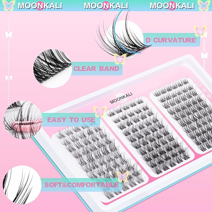 Natural Lash Clusters Wispy Eyelash Clusters 3 Styles Mix Cluster Eyelash Extensions D Curly Individual Lashes 10-16 mm Versatile Eyelashes Clusters with Thin Clear Lash Band