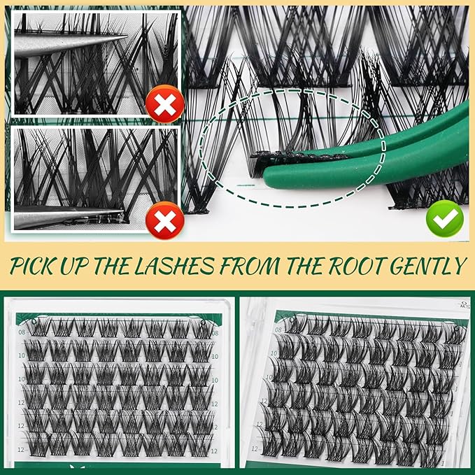 Lash Clusters 96pcs Individual Lashes D Curl 10mm Cluster Lashes KEYYOU Volume Wispy Lash Extension Soft&Comfortable Easy DIY at Home(Y03 D-10mm)