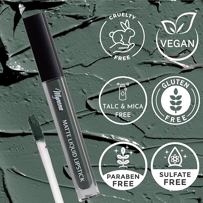 Mynena Army Green Long Lasting Lipstick for Women Waterproof & Transfer-Proof | Hydrating with Shea Butter | Bold Pigment Matte Color Lip Stain | Talc-Free & Vegan Product that Performs | Jocelyne