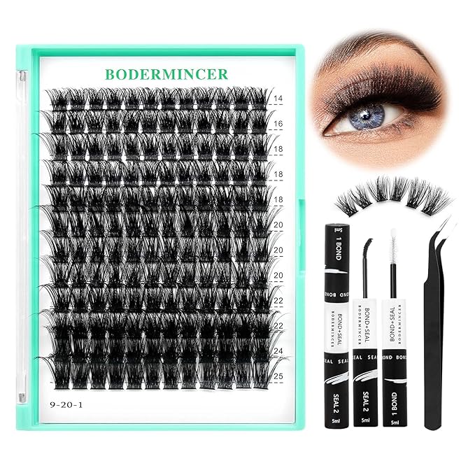 Bodermincer Lash Clusters D Curl Black/Brown/Colored Lashes 10-12-14/12-14-16/16-18-20mm Mixed Lash Clusters Kit For Beginner (M01# 14-25mm Mixed Kit)