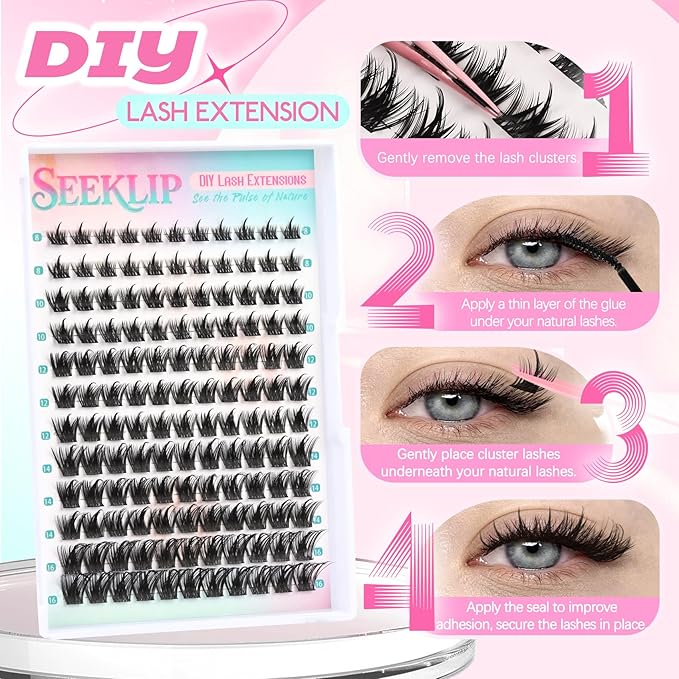 Lash Clusters Thick Manga Lash Clusters Thin Band Spiky Doll Eyelash Clusters with Crisscross Doe Eyed Spike 132 Pcs Individual Lashes for DIY Cosplay Japan Korean Eyelash Extensions (Lily)