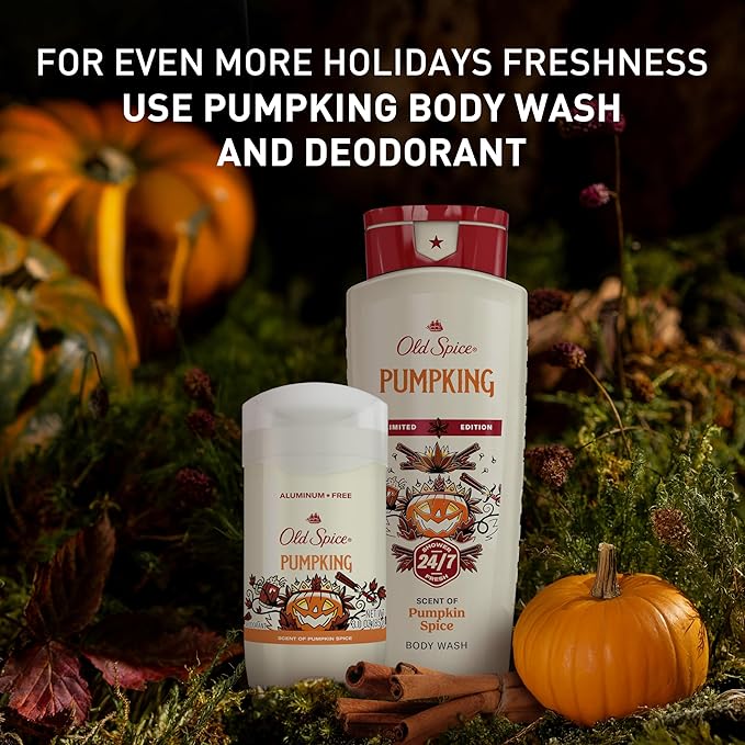 Old Spice Body Wash for Men, Holidudes Holiday Edition, 24/7 Holiday Freshness, Lasting Scent and Rich Lather, Stocking Stuffer, PumpKing Pumpkin Spice Scent, 16 oz