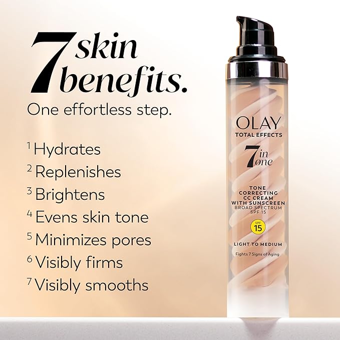 Olay Total Effects Tone Correcting Face Moisturizer with Sunscreen SPF 15, Light to Medium 1.7 Ounces