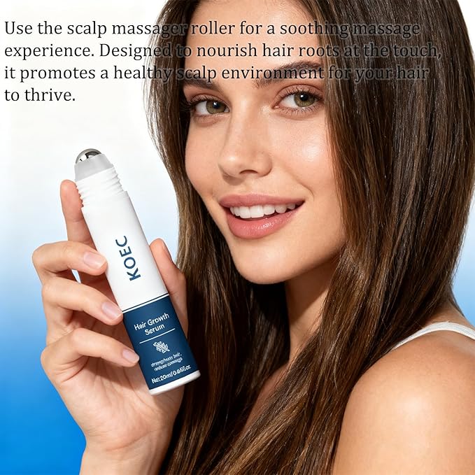 Hair Growth Serum Roll-On,Rosemary Oil Nourishing Scalp Treatment,Reduces Hair Fall and Strengthens Hair,Easy Roller Applicator for Women and Men (1)