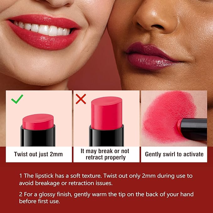 2-Pack Purple & Nude Pink Moisturizing Lipstick Set – Hydrating Creamy Lip Color for Dry, Cracked Lips, Weightless Glossy Lip Balm with Vitamin E, Long Lasting Vegan Lipstick(Hold me/Lilac Breeze)