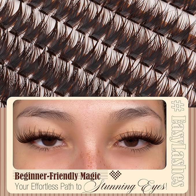 Mavphnee Brown Lash Clusters Wispy Natural Eyelash Extensions Dark Brown Individual Lashes 10-16MM CC-Curly Cluster Lashes Extensions 180Pcs Hybrid Eyelash Clusters DIY Lash Pack