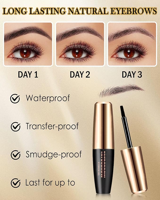 Eyebrow Gel Peel Off, 2Pcs Light Brown Tattoo Eyebrow Gel Easy Peel Off, Long Lasting Waterproof Eye Brow Tinting Dye, Tattoo Brow Tint Stain Peel-Off Kit for Eye Makeup,Christmas Gift for Women-02
