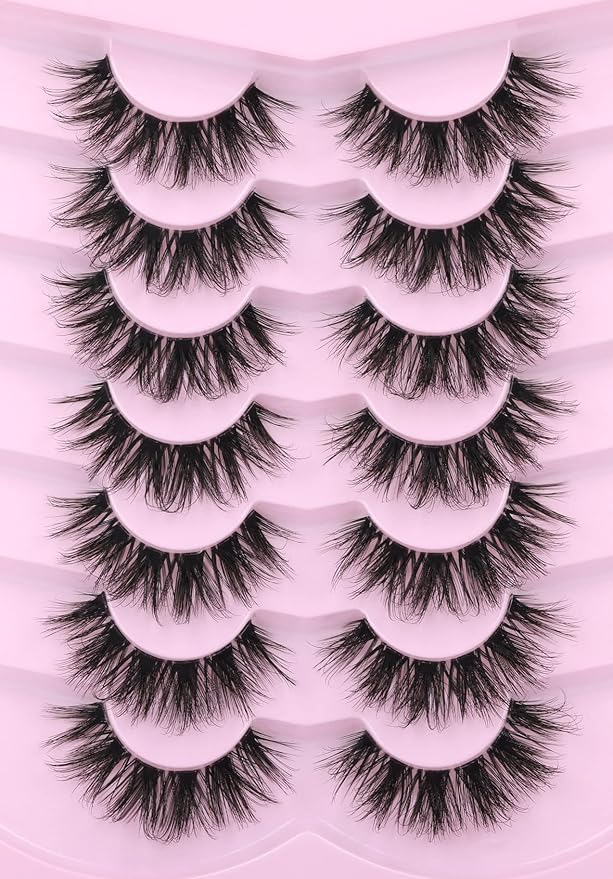 False Eyelashes Clear Band Faux Mink Lashes 18mm Long Dramatic Invisible Wispy Lashes Fake Eye Lashes Pack by Kiromiro