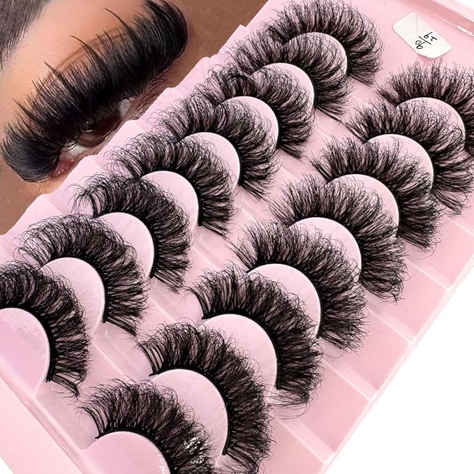 HBZGTLAD Mink Lashes Fluffy False Eyelashes 25mm Dramatic Faux Mink Eyelashes Natural Look Cat Eye Volume Eye Lashes Multipack (9D-29)