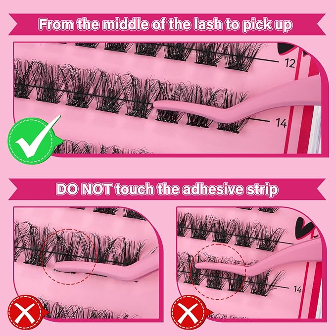 Self Adhesive Eyelashes 48Pcs Lash Clusters Self Stick Lashes Reusable Self-adhesive Lashes No Glue Cluster Lashes Easy for Use(Lotus,D-10-18mix)
