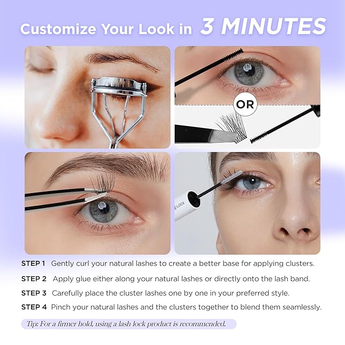 Lash Clusters D Curl Individual Lashes, 168 Pcs Cluster Eyelash Extensions 0.07mm 10-16mm Mixed DIY Lash Clusters Reusable Super Thin Black Band Eyelashes at Home (Twin Flowers 703D)