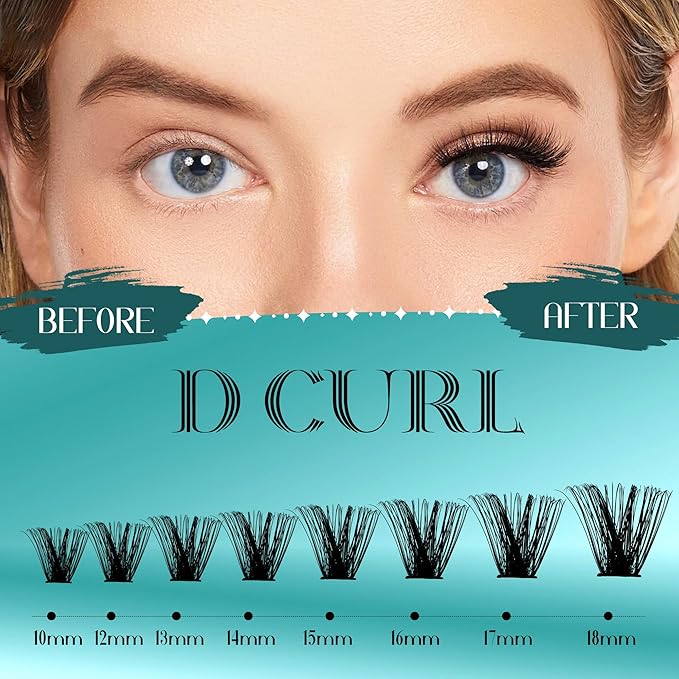 GEMERRY DIY Lash Extension Kit for Beginners 280 PCS Individual Lash Clusters Kit 0.07D 10-18 MIX Eyelash Extension Kit Lash Glue for Eyelash Extensions(80D-0.07D,10-18MIX-KIT)