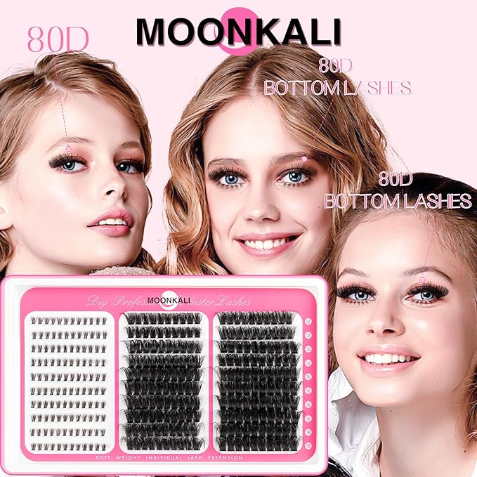 Fluffy Lash Clusters 80D 100D Mix Individual Lashes Clusters With Bottom Eyelash Clusters 12-18MM Thick Volume Cluster Eyelash Extensions Waterproof D Curly DIY Fake Mink Eyelashes Extension