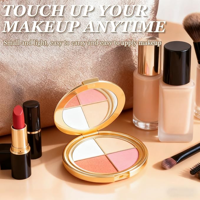 Eye & Cheek Palette - Eyeshadow and Highlighter Makeup, Multifunctional Makeup Palettes Contour Kit, Shimmer Glow Face Highlighter Palette for Women, Natural Glow Contour Powder