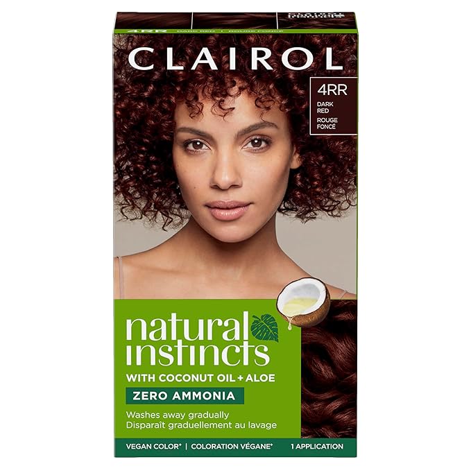 Clairol Natural Instincts Demi-Permanent Hair Dye, 4RR Dark Red Hair Color, Pack of 1