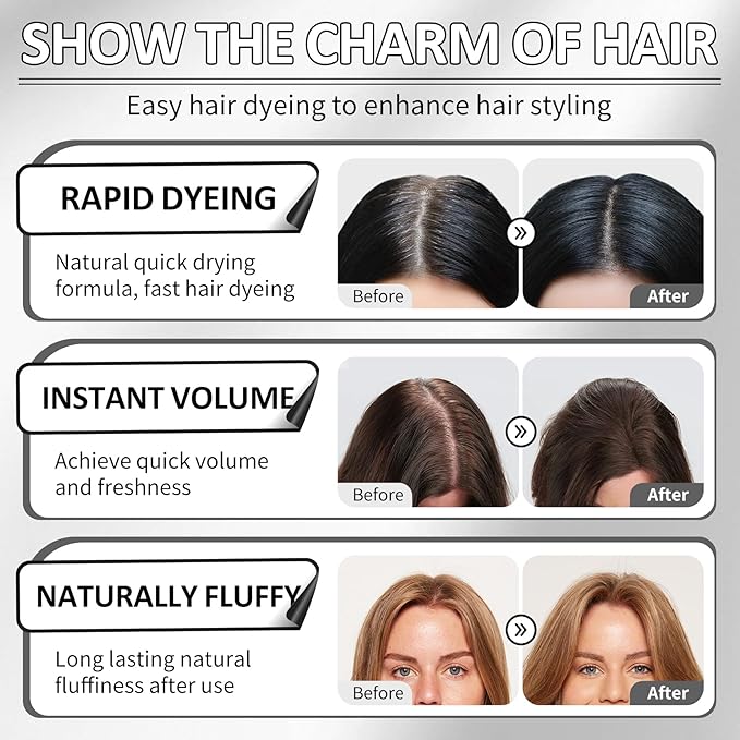CAHIUYOA Root Cover Up Temporary Hair Color Spray,Instant Gray Root Cover Up,Professional Quick Cover Up Hair Products for Women and Men,Black Hair Color Spray 2.02 oz