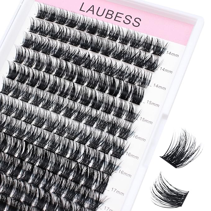 Individual Lashes 14-18mm 144pcs Cluster Lashes Mixed Tray Volume Eyelash Clusters DIY Lash Extension Kit Soft Lash Clusters Fluffy Mink Cluster Eyelash Extensions (03-0.07D, 14-18mm)